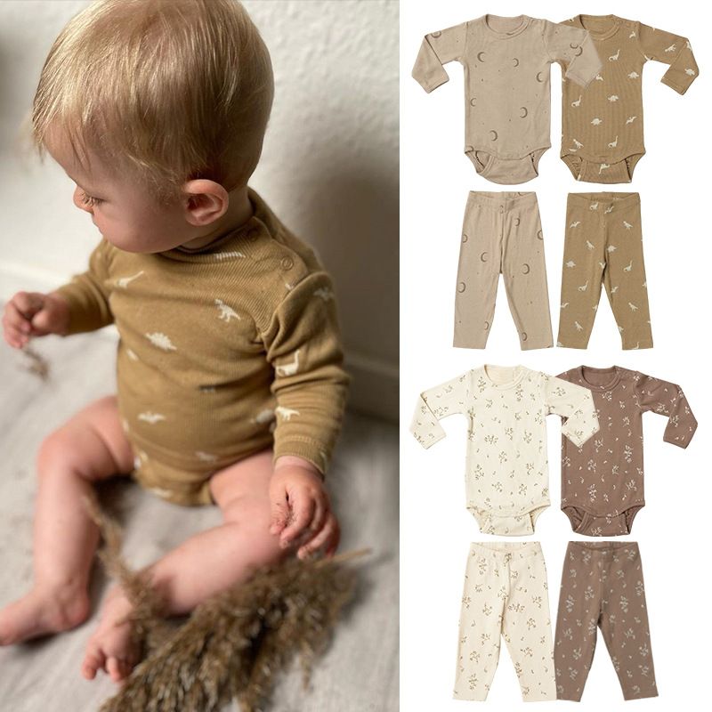 Fashion Dinosaur Moon Printing Cotton Baby Rompers