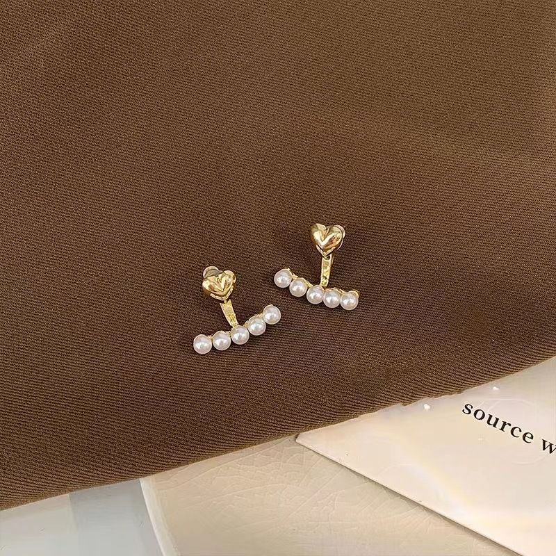 Sweet Heart Shape Alloy Artificial Pearls Women's Ear Studs 1 Pair