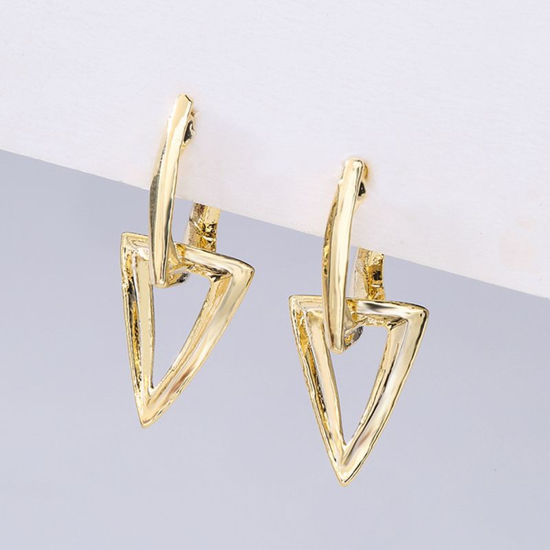 Fashion Triangle Copper Gold Plated Drop Earrings 1 Pair