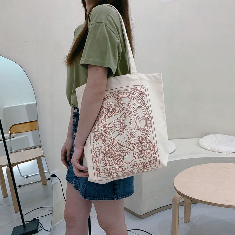 Women's Fashion Geometric Canvas Shopping Bags