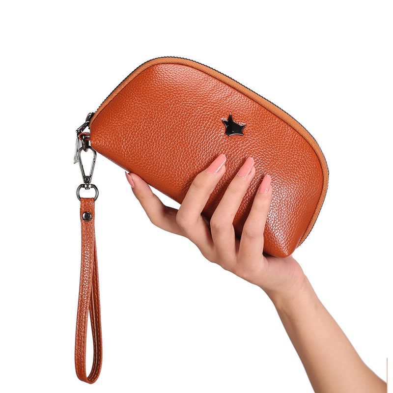 Women's Solid Color Pu Leather Zipper Wallets