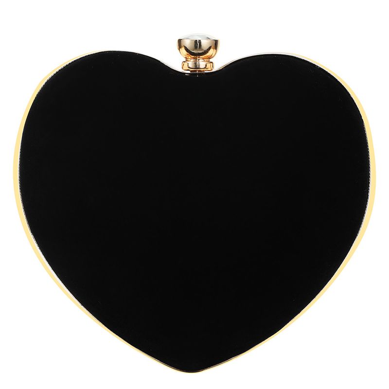 Red Black Velvet Solid Color Heart-shaped Evening Bags