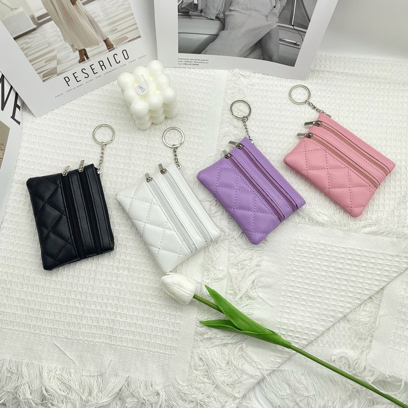 Women's Solid Color Pu Leather Zipper Coin Purses