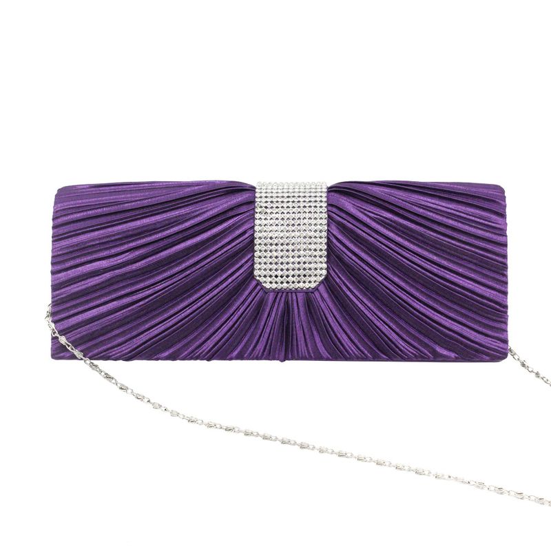 Black Gold Silver Satin Solid Color Square Hot Drill Clutch Evening Bag