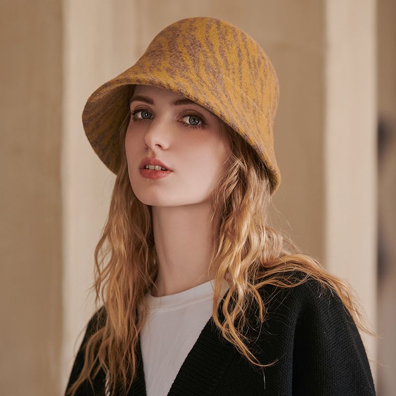 Mujeres Moda Cebra Impresión Sombrero De Piel De Oveja