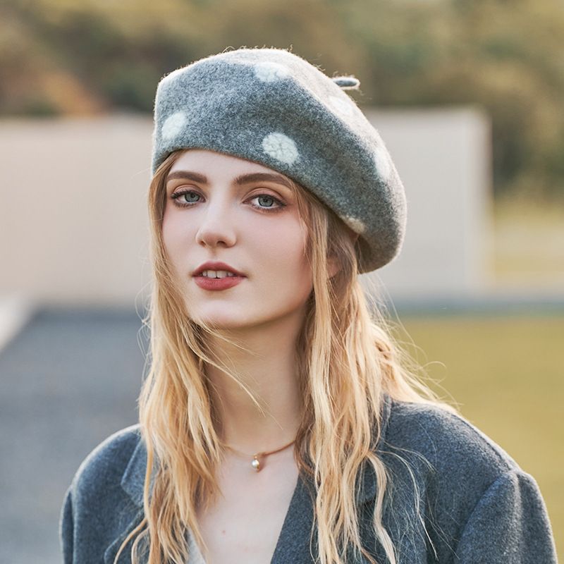 Women's Sweet Polka Dots Printing Beret Hat