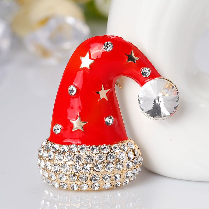 Cute Christmas Hat Alloy Diamond Rhinestones Women's Brooches