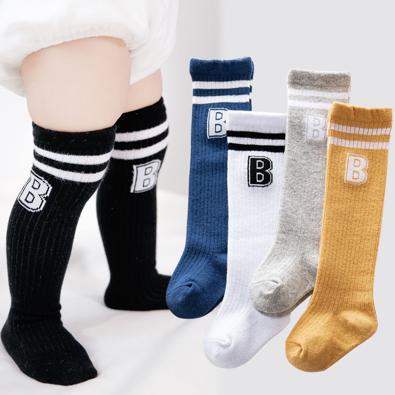 Children Unisex Fashion Stripe Cotton Over The Knee Socks 1 Set