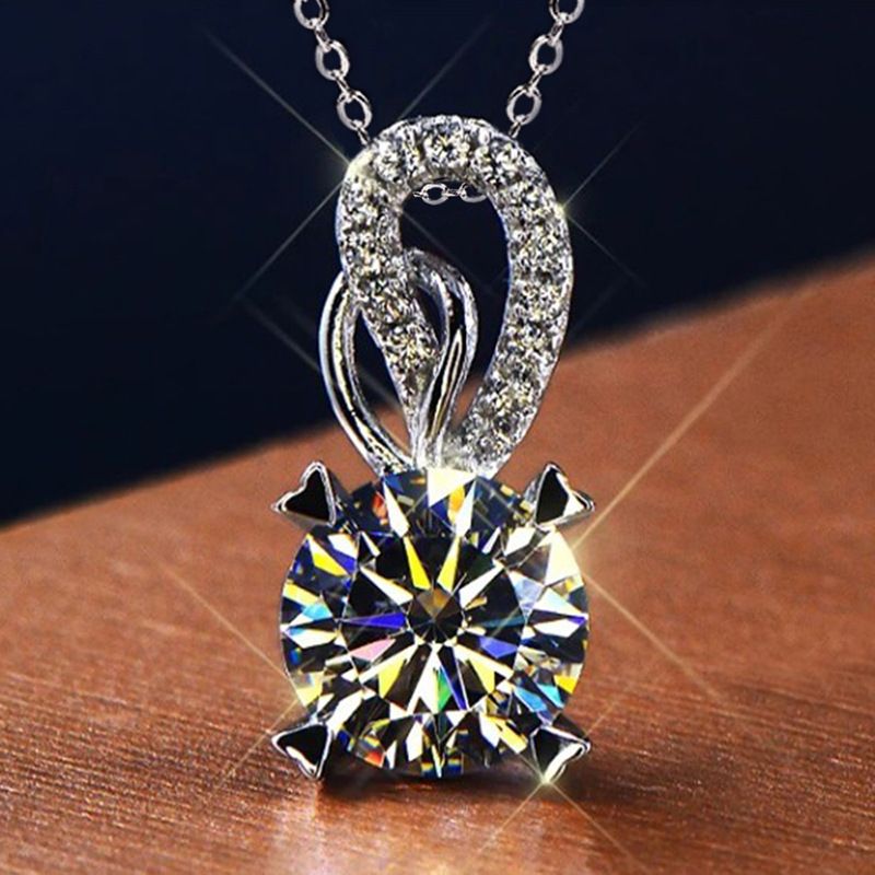 Fashion Geometric Copper Plating Artificial Gemstones Artificial Diamond Pendant Necklace 1 Piece