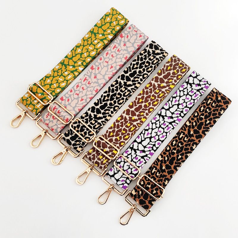 New Color Jacquard Leopard Print Wide Shoulder Strap One Shoulder Crossbody Widen And Thicken Long Strap Purse Accessories Burden Reduction Strap