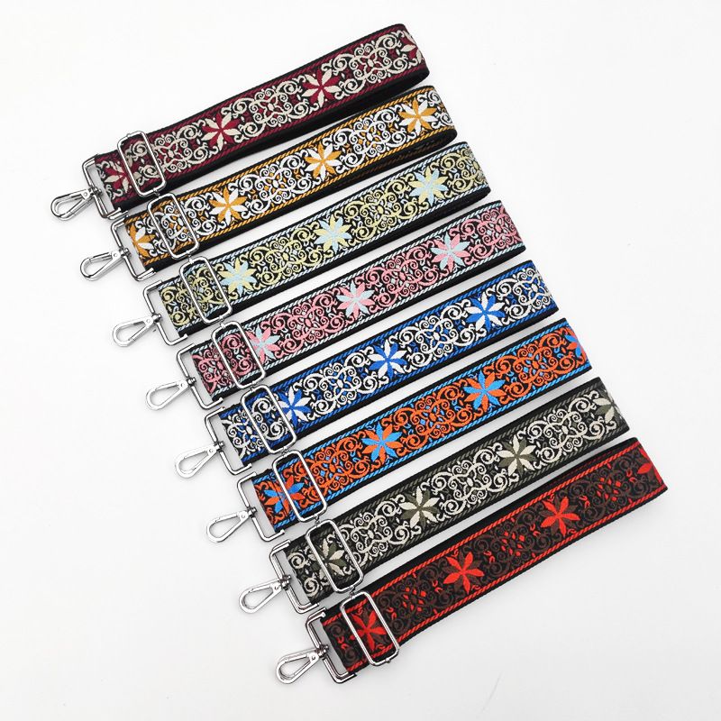 New Ethnic Style Embroidered Jacquard Bag Strap 5cm Widen And Thicken Long Shoulder Strap Women's Corssbody Bag Burden Reduction Strap