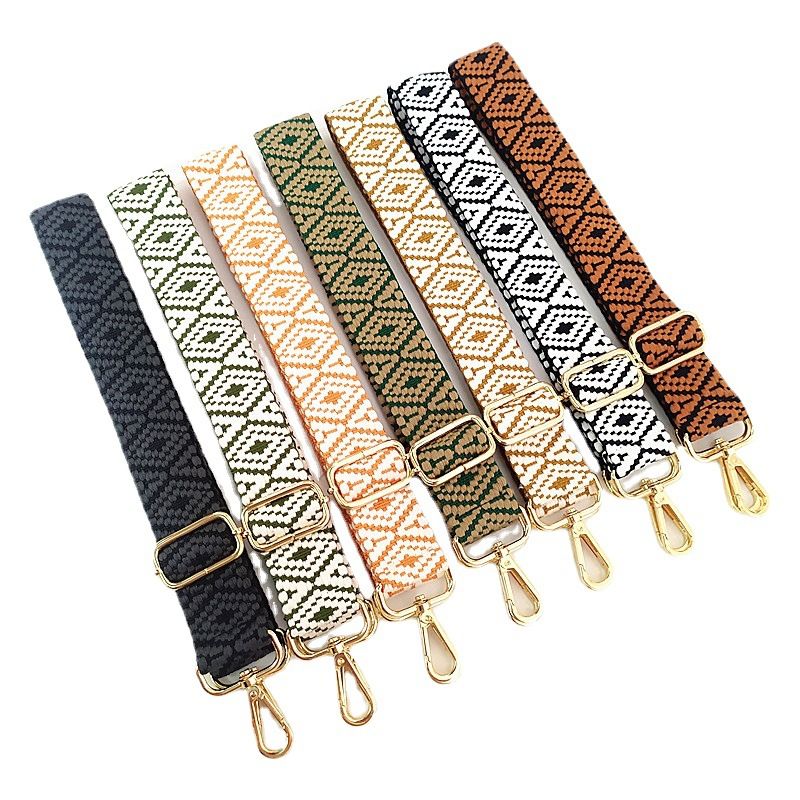 New Colorful Bag Strap Adjustable Shoulder Women's Corssbody Bag Replacement Long Strap Embroidered Jacquard Bags Accessory Strap