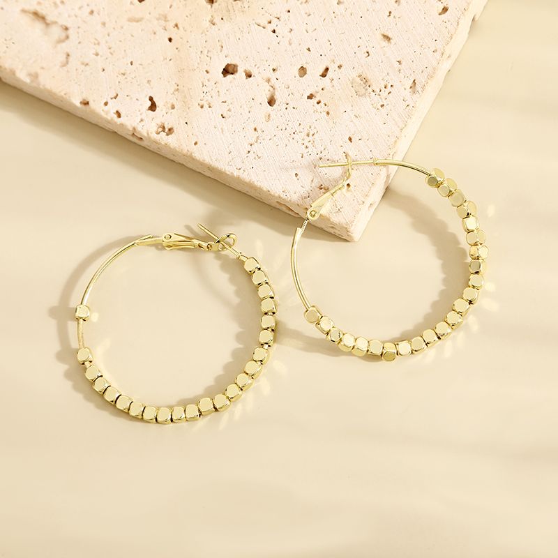 Fashion Solid Color Alloy Gold Plated Plating Women's Hoop Earrings 1 Pair