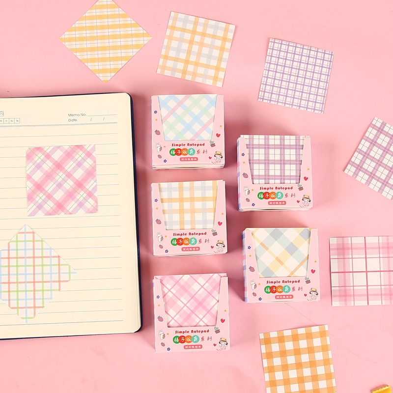 Cute Plaid Striped Note Box Note Paper Non-adhesive Notepad