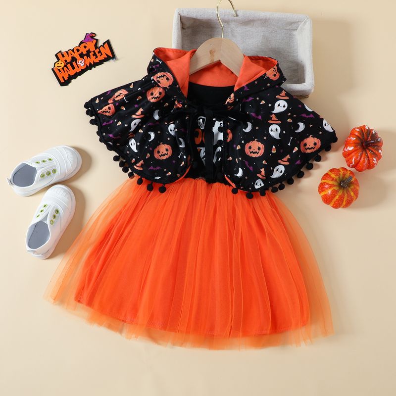 Halloween Fashion Pumpkin Printing Cotton Girls Clothing Sets