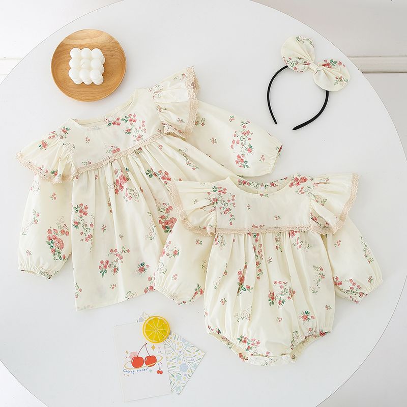 Fashion Flower Printing 100% Cotton Baby Rompers