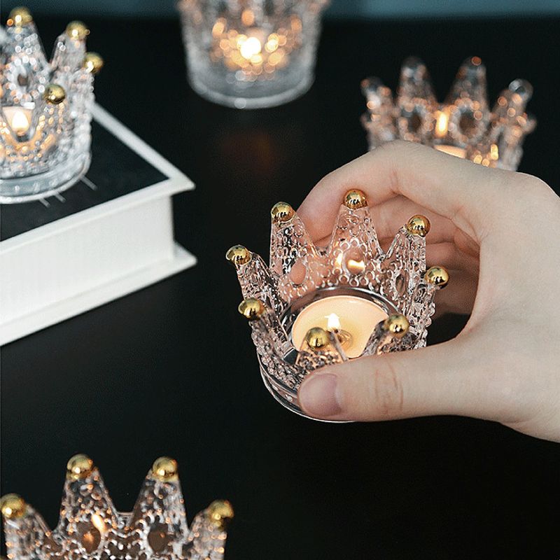 Mode Geometrische Halskette Ring Lagerung Gericht Glas Relief Leuchter Krone Gold Kleine Ornamente