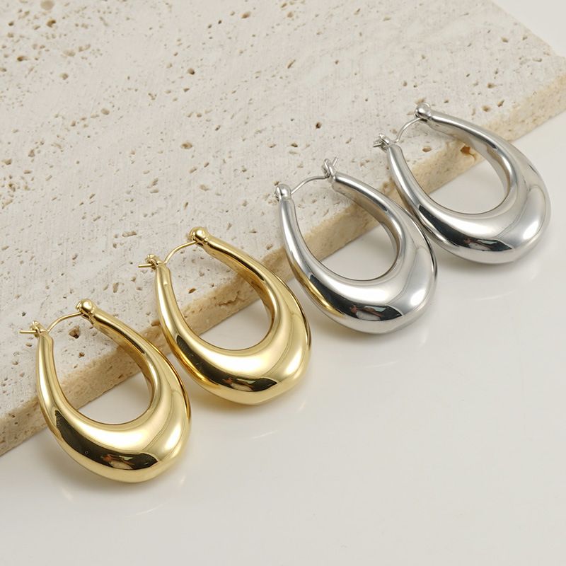 1 Paar Einfacher Stil U-form Polieren Rostfreier Stahl Reif Ohrringe