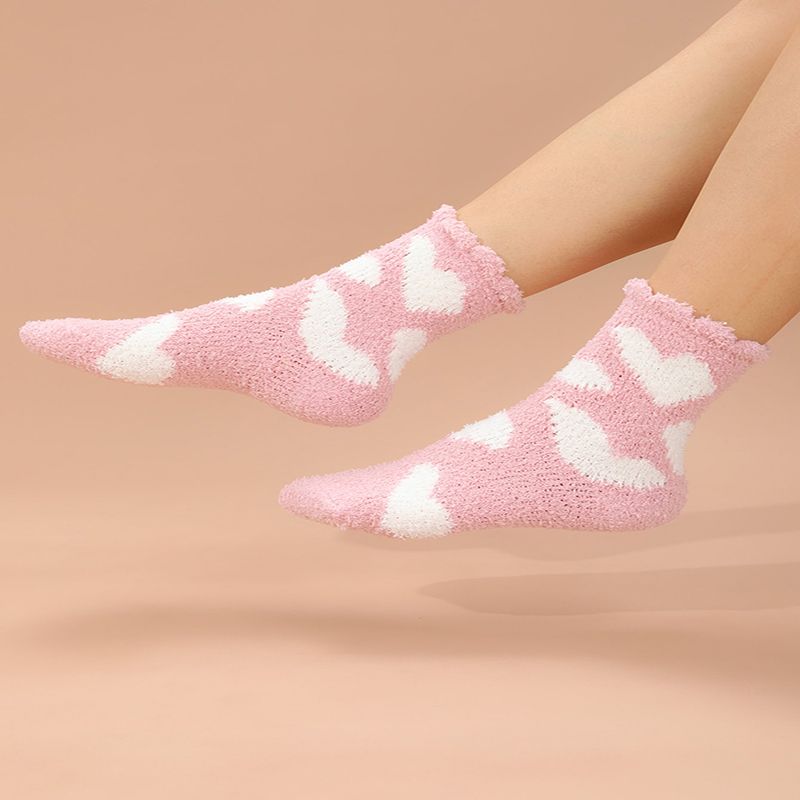 Frau Mode Farbblock Korallenvlies Ankle Socken