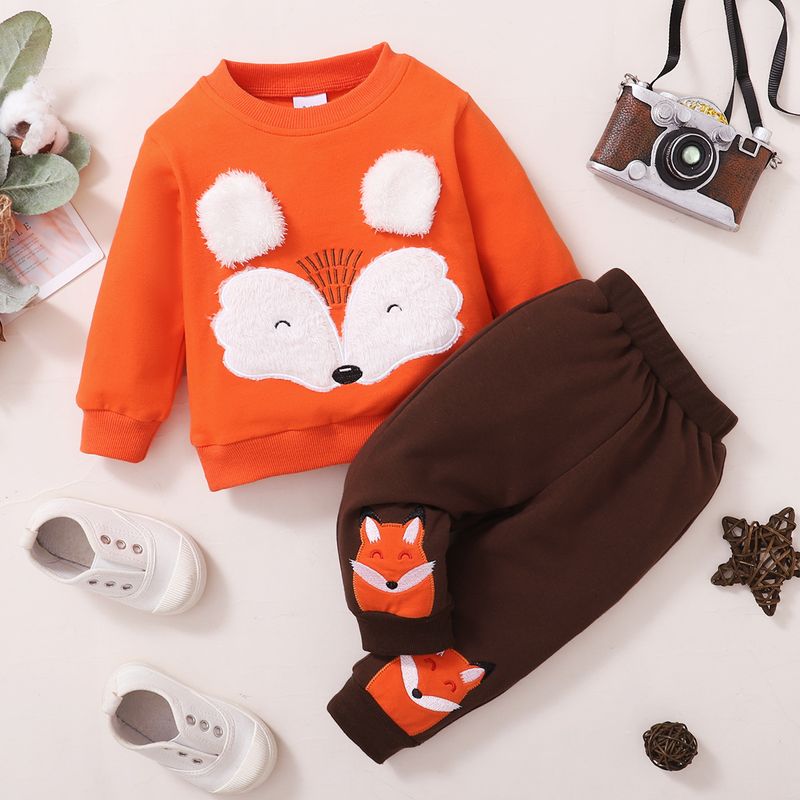 Fashion Animal Fox Polyester Boys Clothing Sets