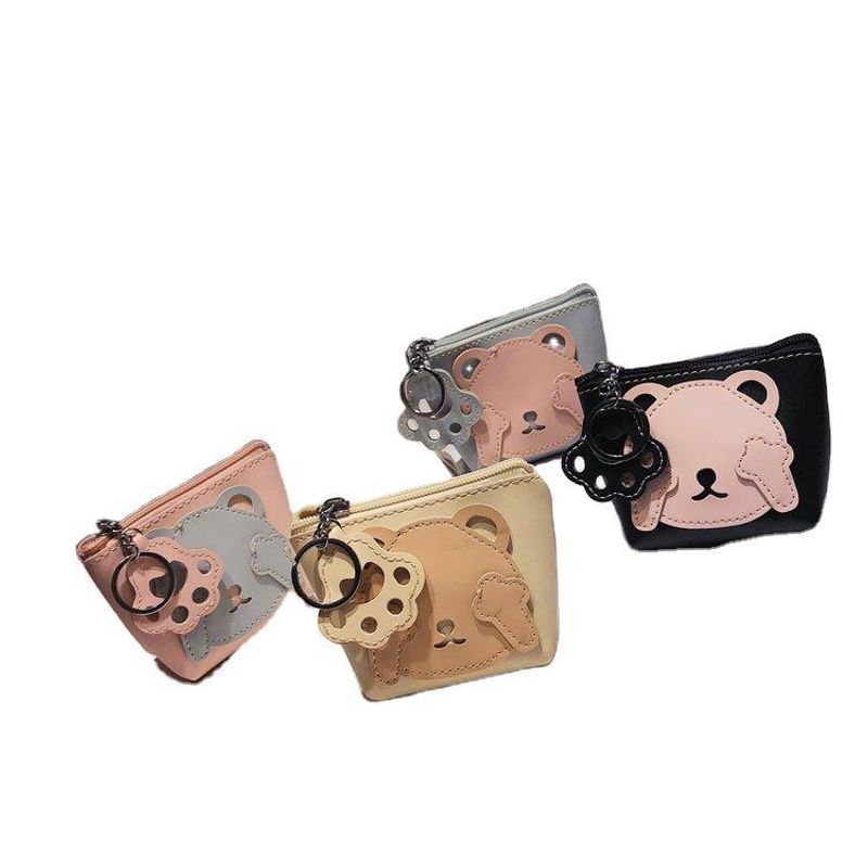 Women's Little Bear Pu Leather Ornament Zipper Wallets