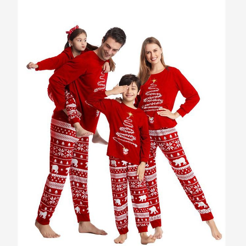 Mode Weihnachtsbaum Weihnachtsmann Baumwolle Hosen-sets Familie Passenden Outfits