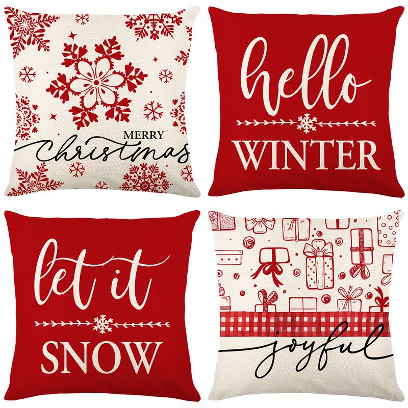 Fashion Letter Snowflake Linen Pillow Cases