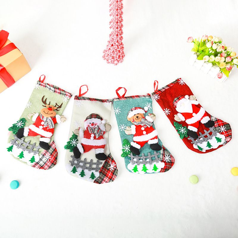 Christmas Cute Snowman Elk Cloth Party Christmas Socks 1 Piece