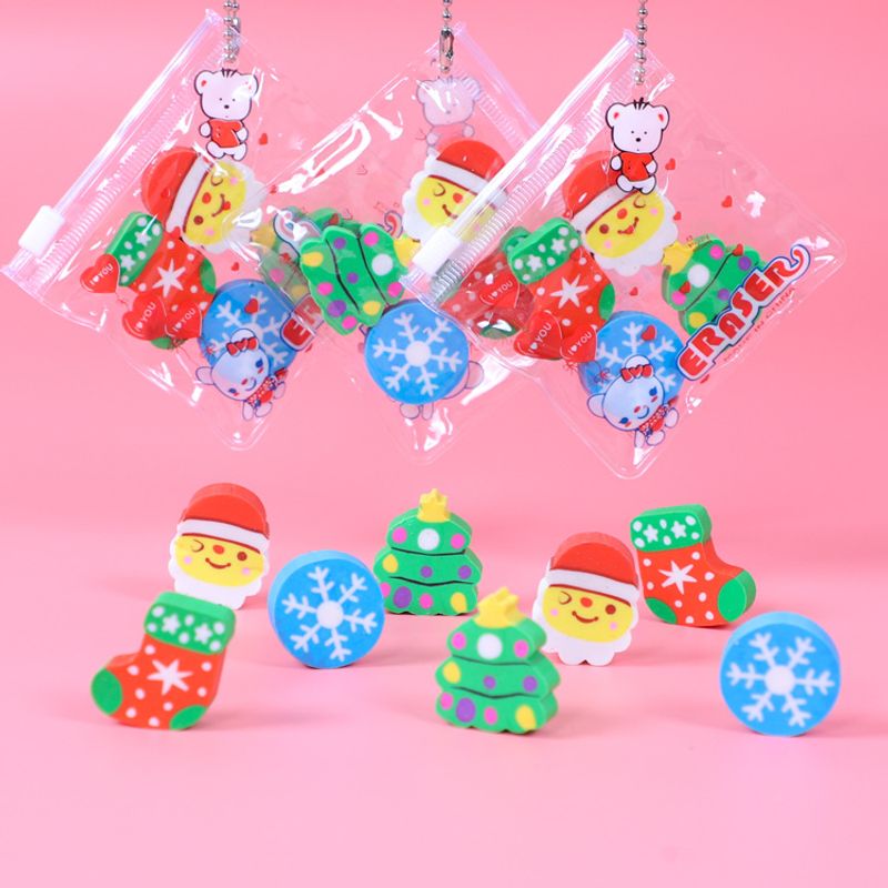 New Zipper Bag Eraser Student Stationery Christmas Gift 1 Set