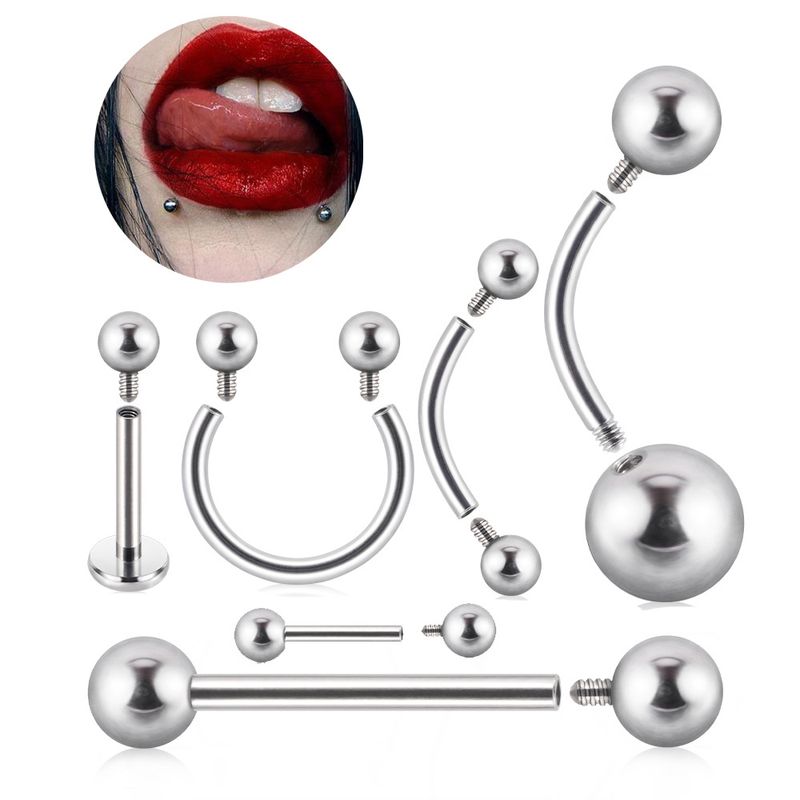 Fashion Ball Stainless Steel Plating Unisex Lip Stud Tongue Nail 1 Piece