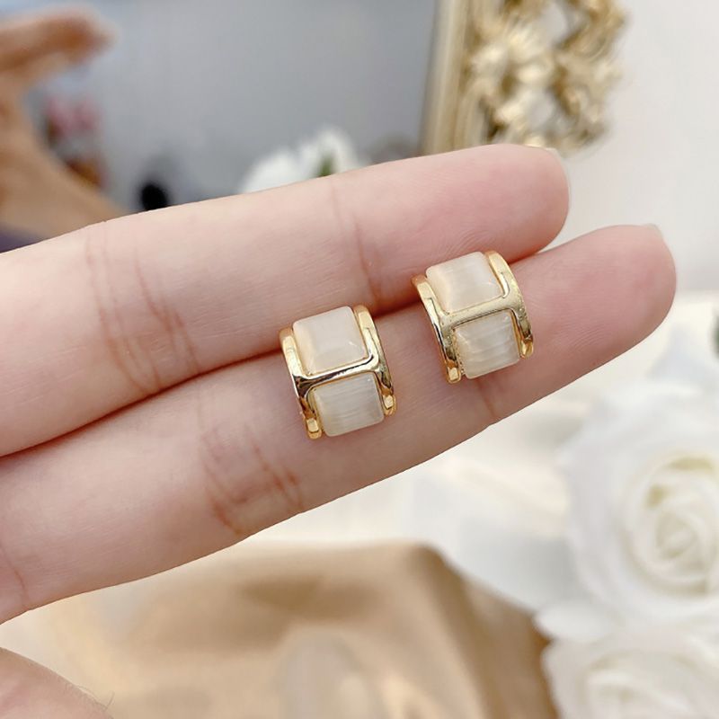 Moda Geométrico Ópalo Enchapado Mujeres Pendientes 1 Par