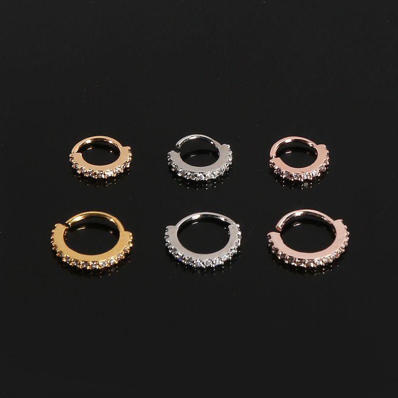 Fashion Round Copper Inlay Zircon Women's Nose Ring 1 Piece