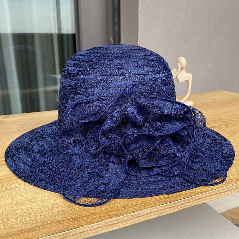 Women's Fashion Solid Color Flowers Flat Eaves Sun Hat
