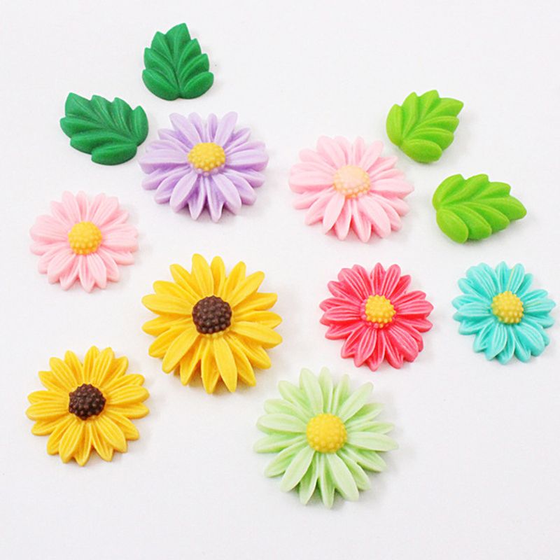 Fashion Little Daisy Colorful Sunflower Painted Resin Magnetic Refrigerator Decorative Sticker 1 Piece