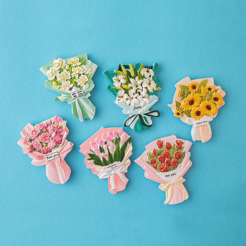 Fashion Synthetic Resin Three-dimensional Bouquet Refrigerator Sticker