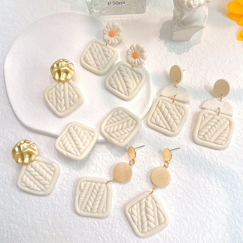 Retro Geometric Soft Clay Plating Women's Drop Earrings 1 Pair