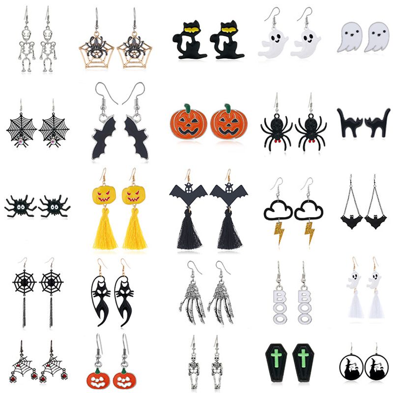 Gothic Cat Spider Alloy Women's Drop Earrings 1 Pair