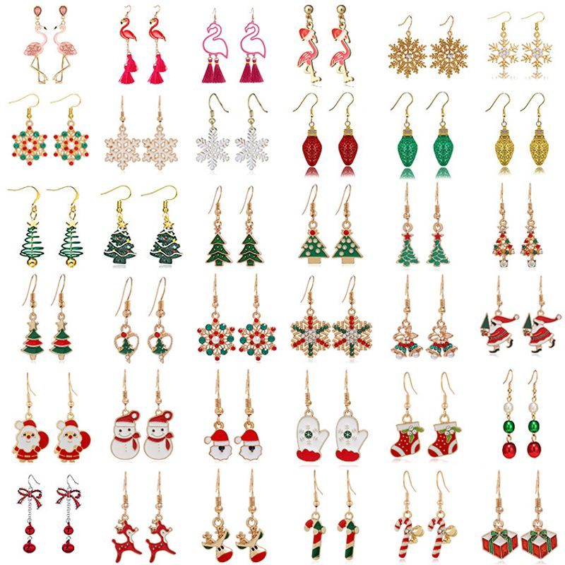 Fashion Christmas Tree Flamingo Alloy Plating Inlay Artificial Gemstones Women's Drop Earrings 1 Pair
