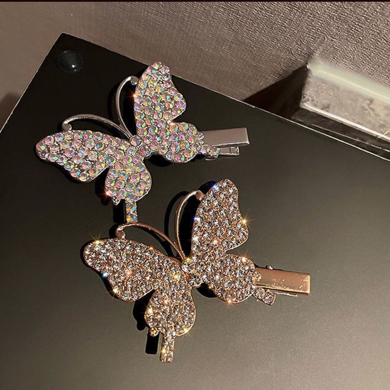 Fashion Butterfly Alloy Inlay Artificial Gemstones Hair Clip 1 Piece