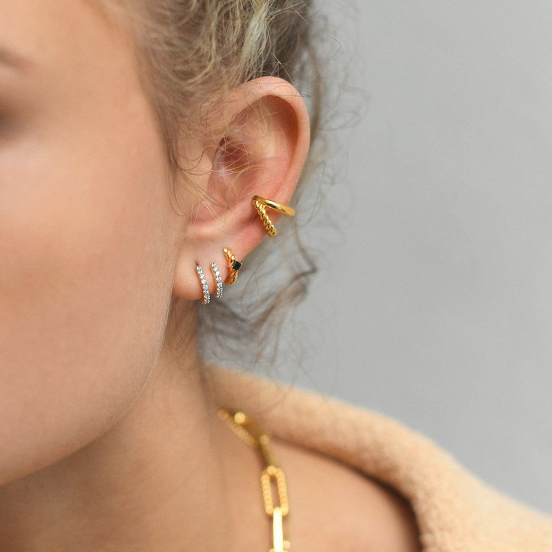 1 Pair Fashion C Shape Copper Artificial Gemstones Ear Studs