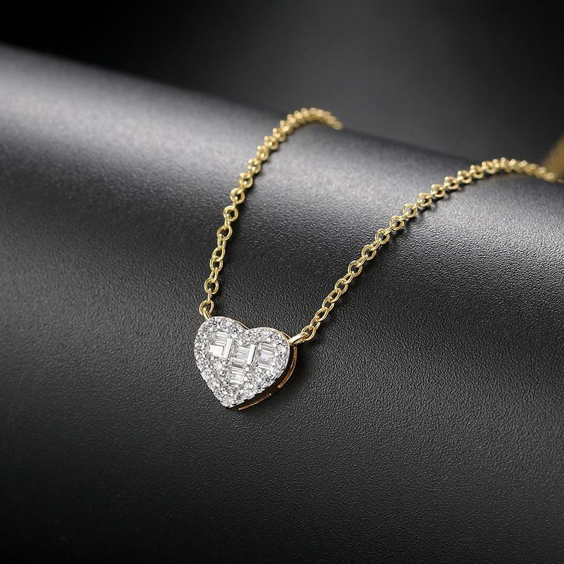 Sweet Heart Shape Copper Rhinestones Necklace