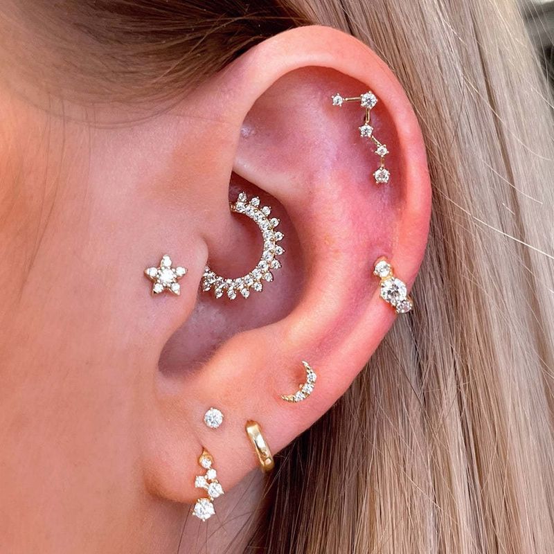 Fashion Geometric Star Copper Plating Zircon Ear Studs 1 Piece