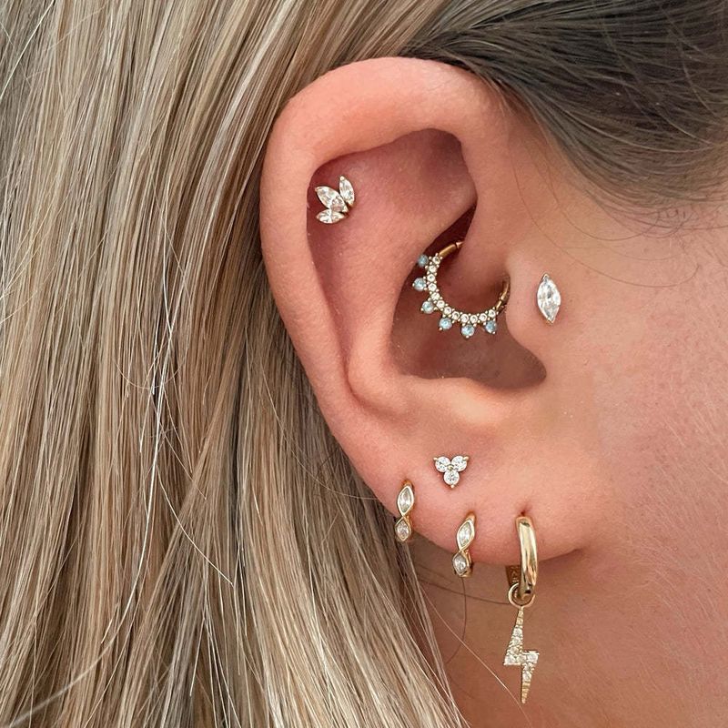 Fashion Geometric Copper Plating Zircon Ear Studs 1 Piece