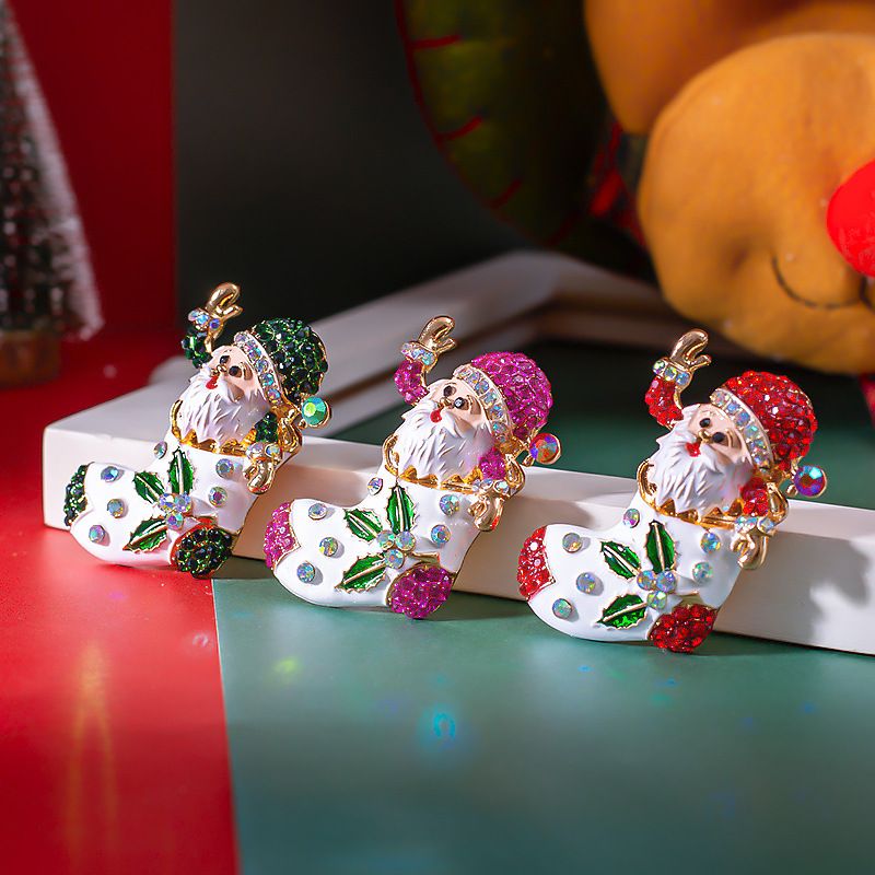Mode Weihnachtsmann Legierung Überzug Inlay Strasssteine Unisex Broschen