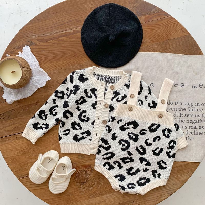 Mode Leopard 100% Baumwolle Baby Kleidung Sets