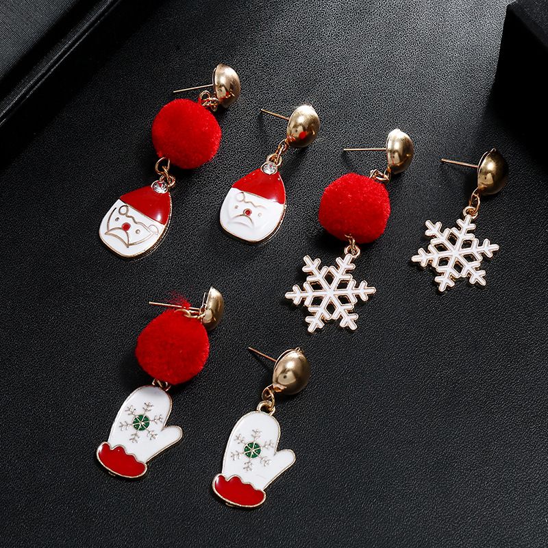Fashion Santa Claus Gloves Snowflake Alloy Enamel Plating Women's Drop Earrings 1 Pair