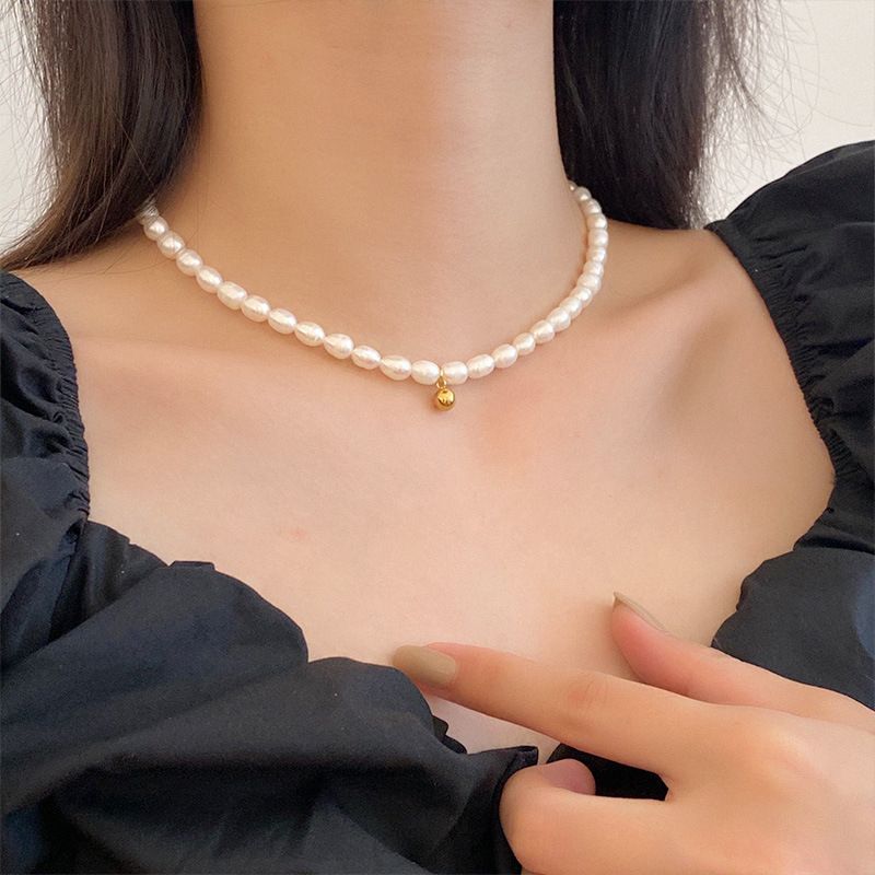 Glam Geometrisch Titan Stahl Überzug Perle Halskette