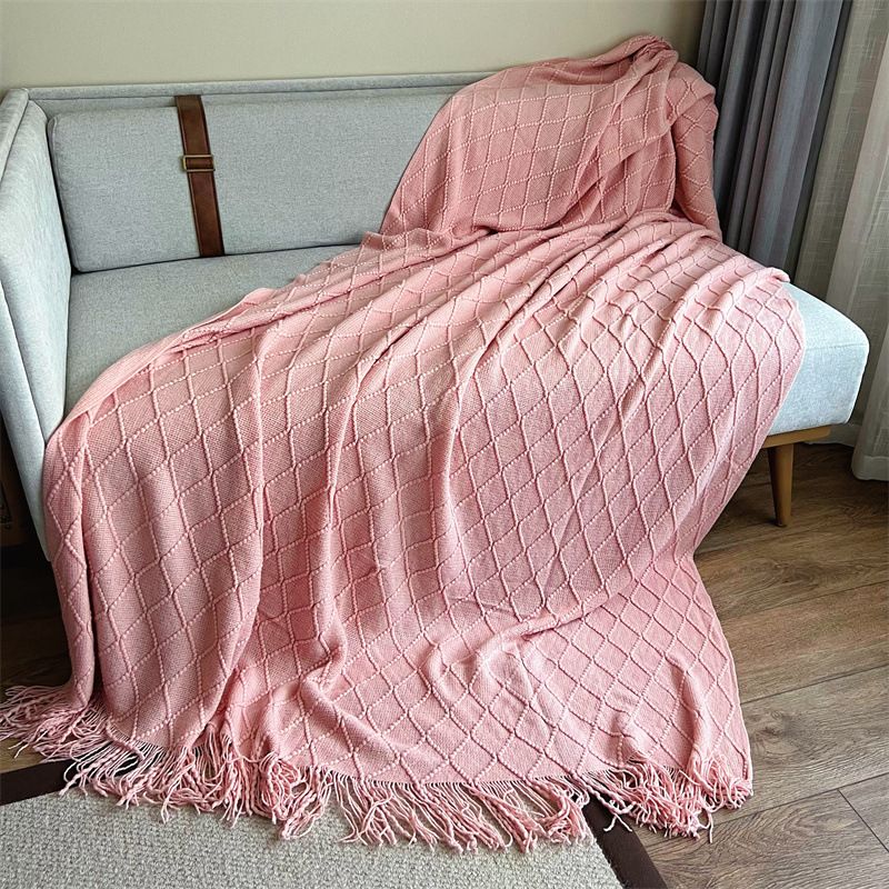 Casual Plaid Tassel Solid Color Acrylic Beddings