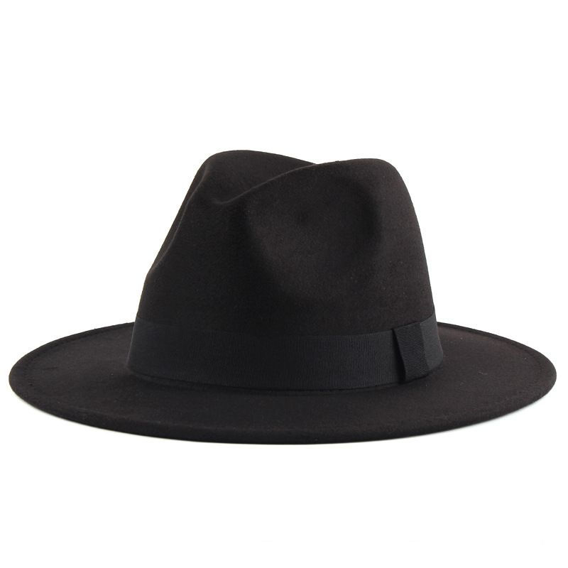 Unisex British Style Solid Color Patch Flat Eaves Fedora Hat