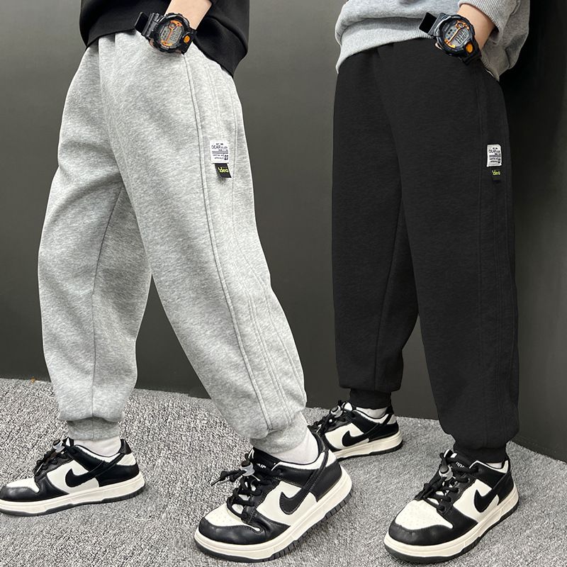 Casual Solid Color Pocket Cotton Boys Pants